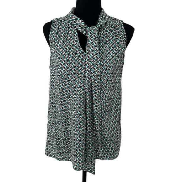 Maison d'Amelie Paris Multicolor V-Neck Tie Neck Sleeveless Blouse Size XS NWOT - Picture 5 of 9
